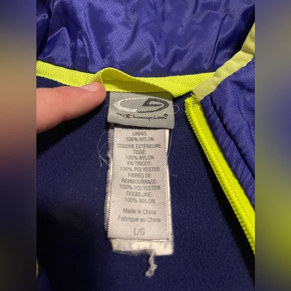 Champion purple & lime green running jacket kids large - Picture 4 of 6